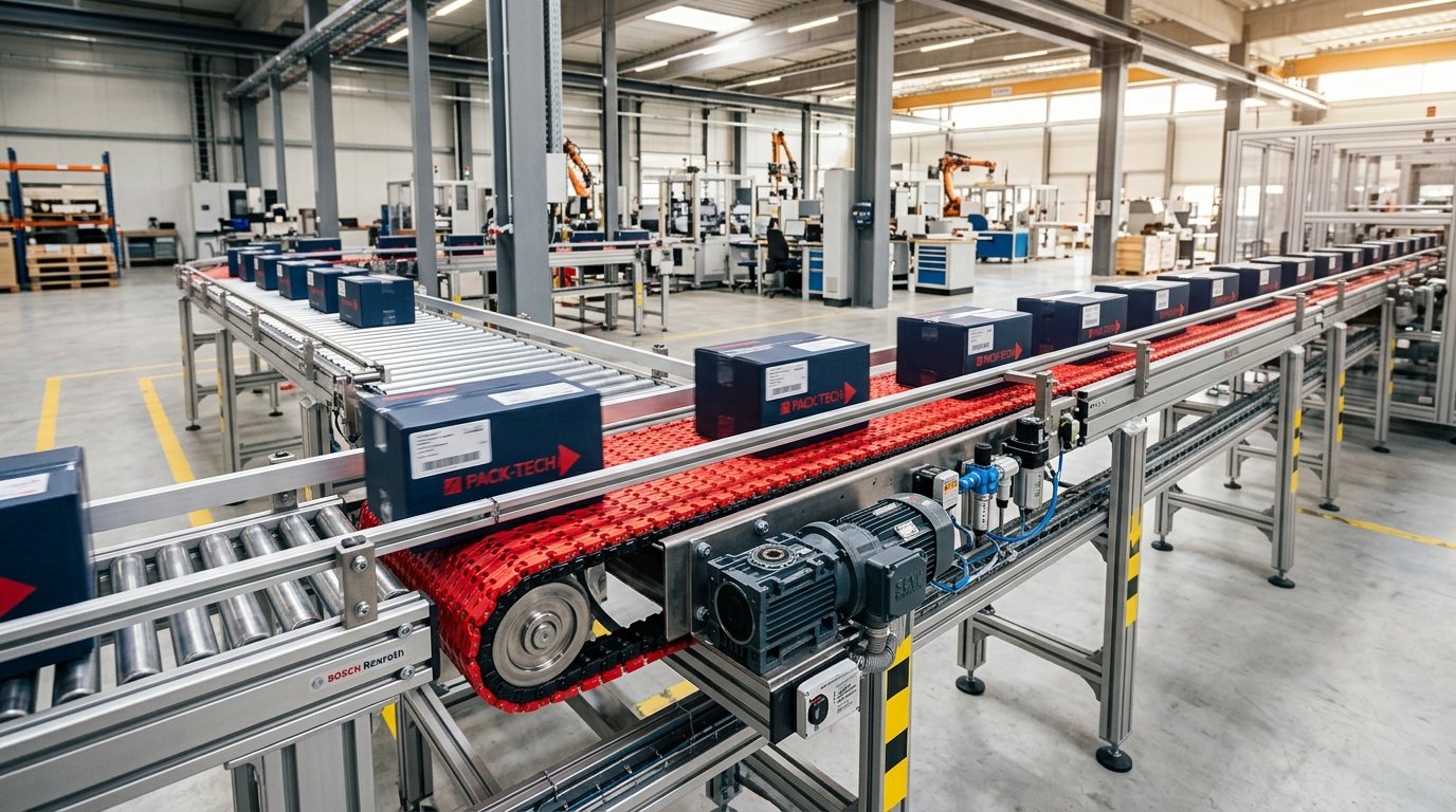 Instalación industrial con bandas transportadoras